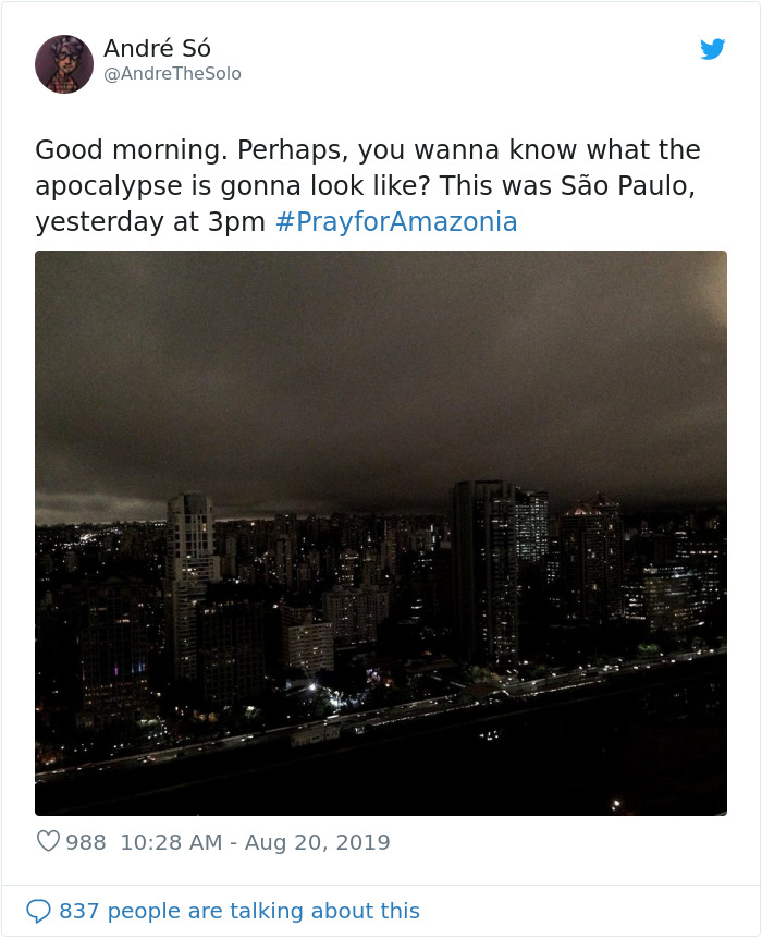 People Share Apocalyptic Photos Of Sao Paulo Which Went Pitch Black During Daytime From Amazon Fires