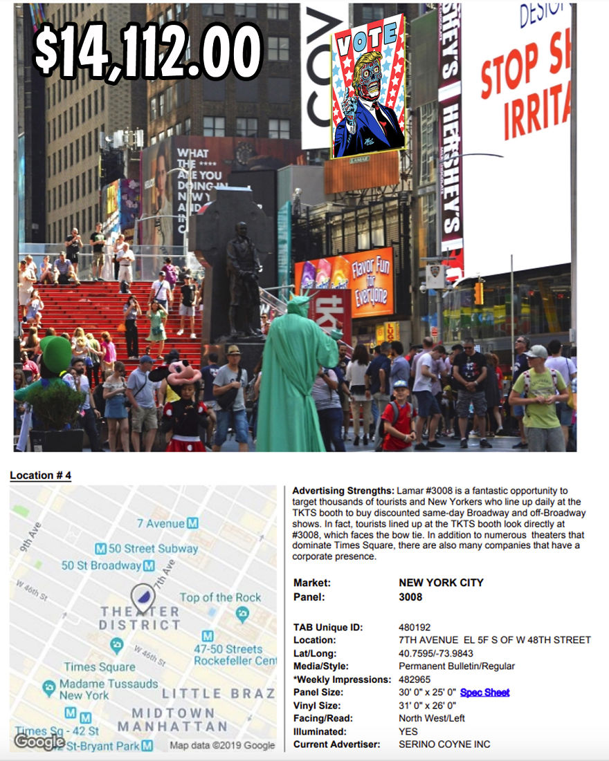 I'm Trying For A 2nd 'Trump+they Live' Public Art Billboard!