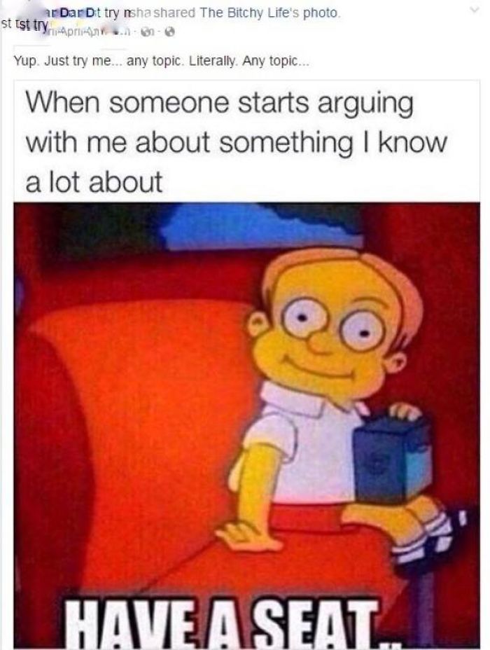 Just Try Me, Any Topic