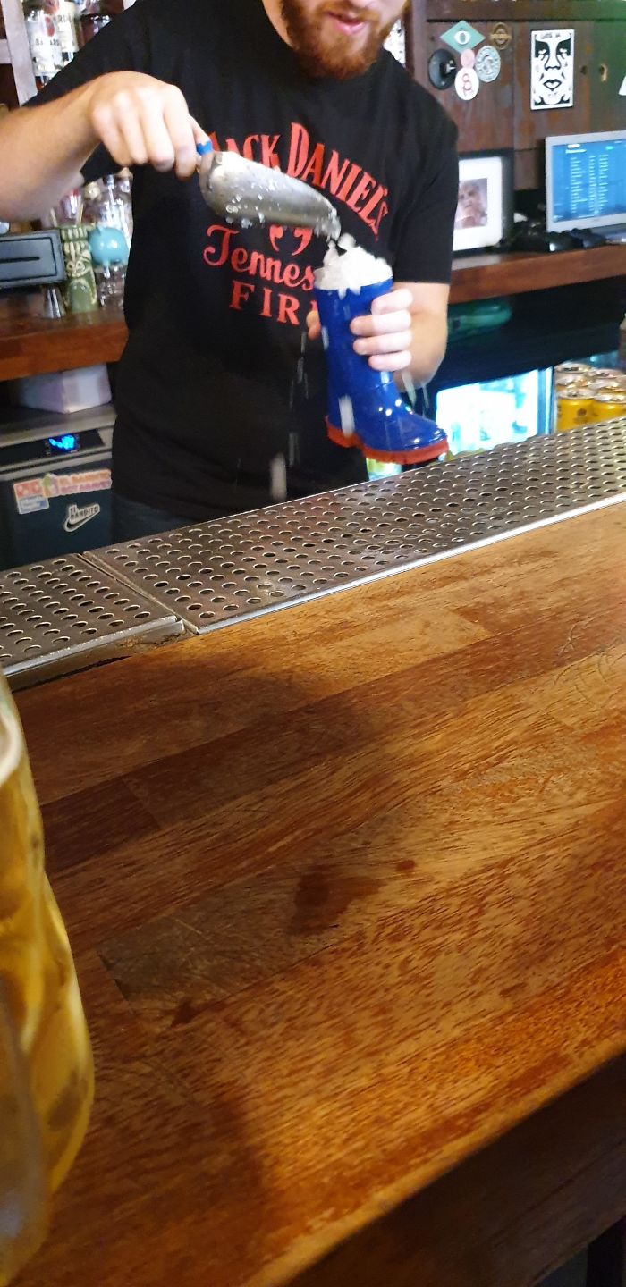 I Ordered A Cocktail And The Bartender Started Preparing It In A Friggin Child's Welly