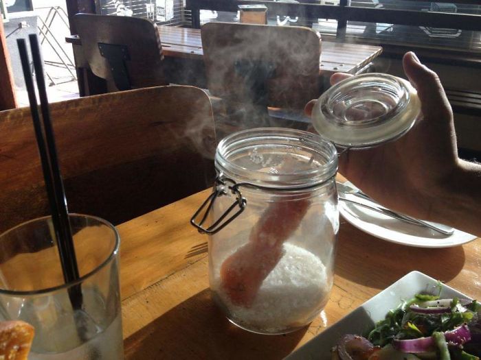 My Smoked Salmon Came In A Smoking Jar Of Salt. Tried To Lift It Out, Broke And Fell In The Salt, Rendering It Inedible
