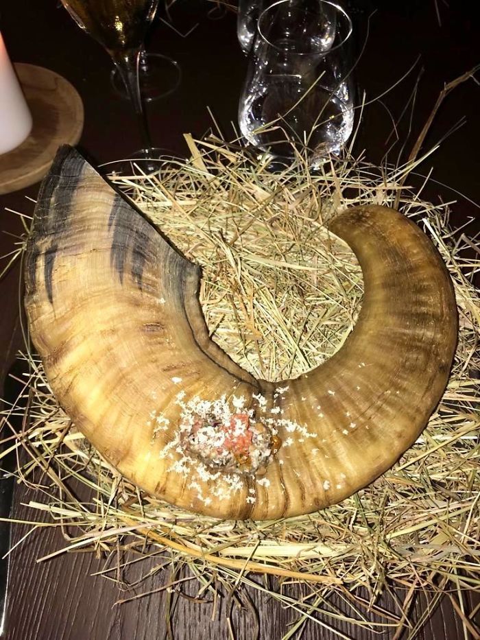 My Appetizer Served On A Goathorn And Straw...