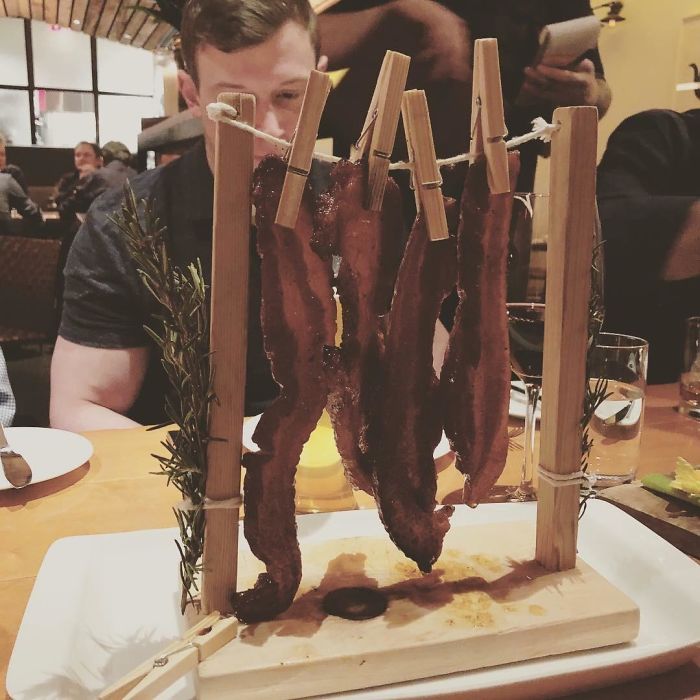 Bacon Served On A Clothesline...