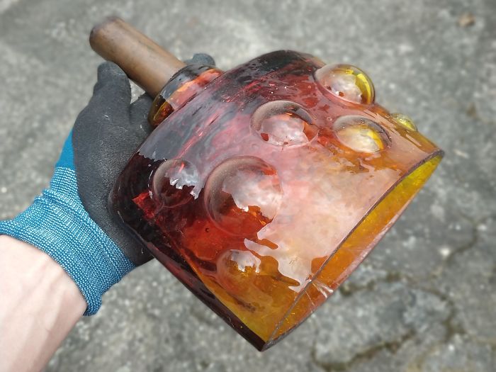 Found This In A House Built In 1930's. Colored Part Made From Glass, Handle Is Brass And Screwed Into It. What Is This Thing?