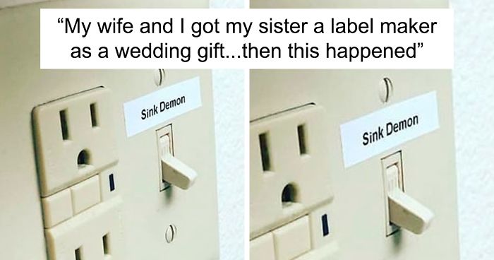 Guy Gives His Sister A Label Maker As A Wedding Gift, And She Is Cracking Everyone Up (14 Pics)