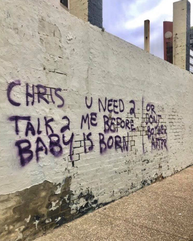 Pregnant Woman Is Painting Graffiti All Over This Australian Town, Trying To Reach The Father