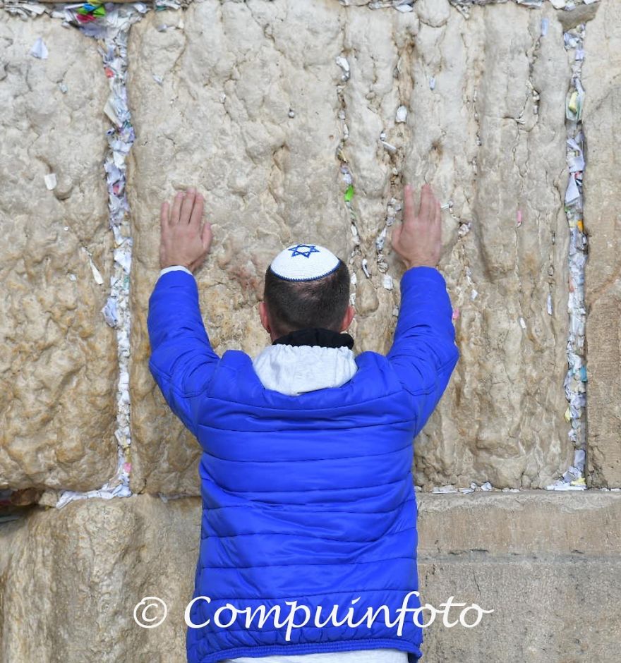 Jew Pray At The Western Wall In Jerusalem