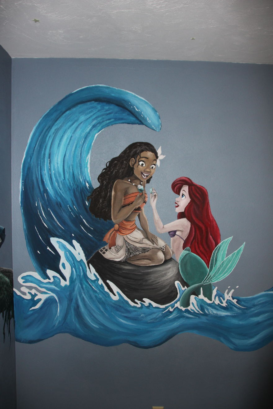 I'm A Stay-At-Home Dad And I Wanted To Make My Daughters' Room Special, So I Painted Murals In Their Room (19 Pics)