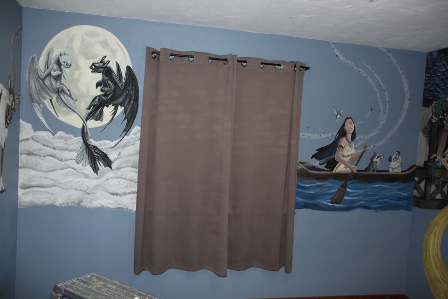 I'm A Stay-At-Home Dad And I Wanted To Make My Daughters' Room Special, So I Painted Murals In Their Room (19 Pics)