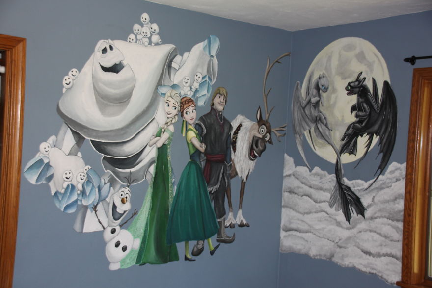 I'm A Stay-At-Home Dad And I Wanted To Make My Daughters' Room Special, So I Painted Murals In Their Room (19 Pics)