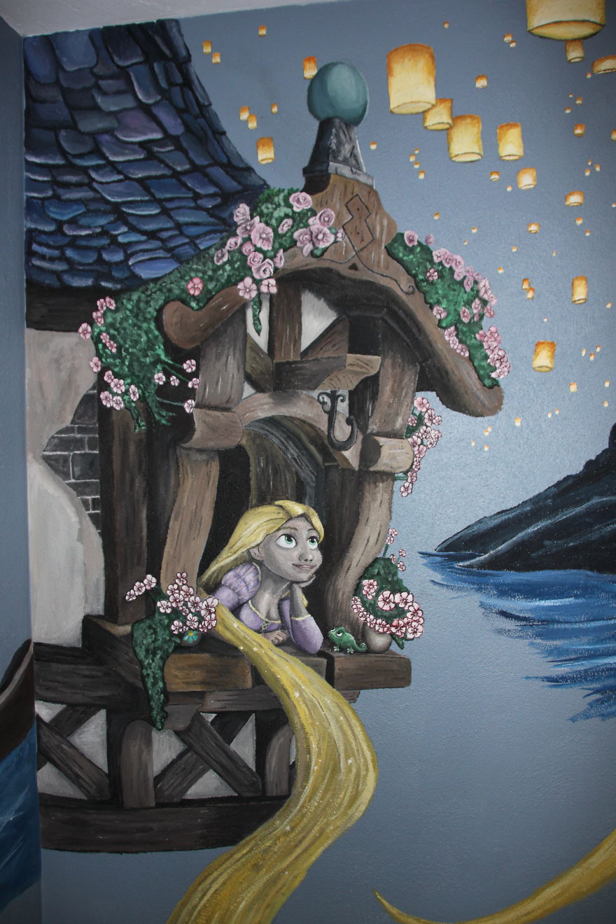 I'm A Stay-At-Home Dad And I Wanted To Make My Daughters' Room Special, So I Painted Murals In Their Room (19 Pics)