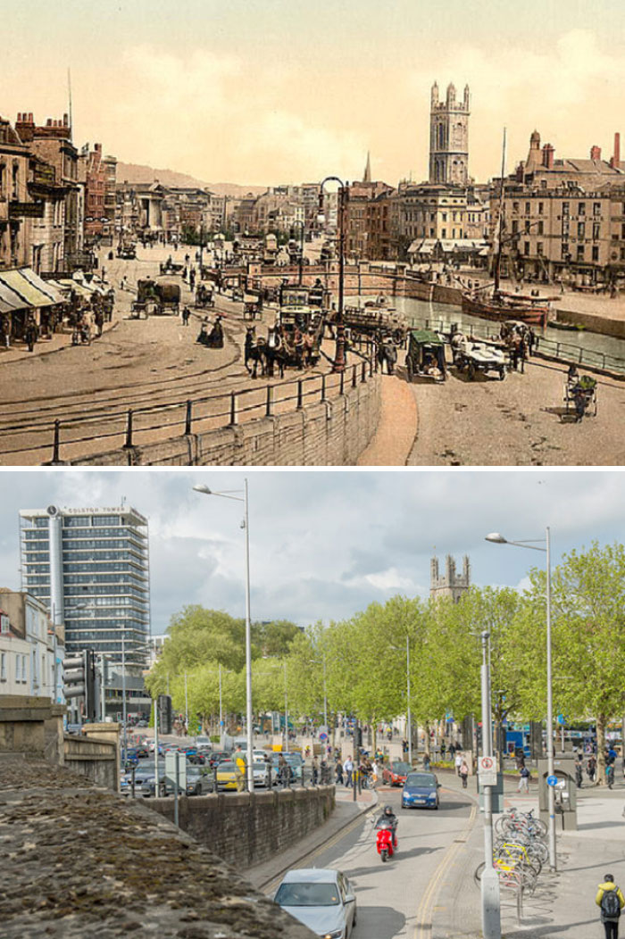 7 Side-By-Side Pics Of The Same Exact Locations In England Show What 125 Years Do To A City 7 Side-By-Side Pics Of The Same Exact Locations In England Show What 125 Years Do To A City