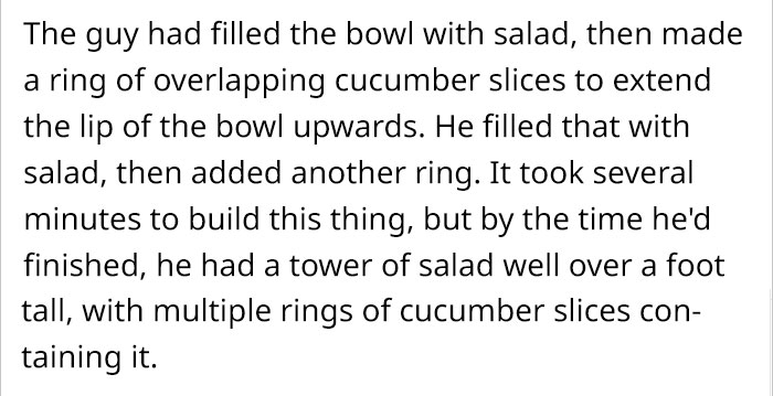 Guy Exploits Wendy's All-you-can-eat Buffet By Making A Foot-Tall Cucumber Bowl, Gets Rewarded By A Manager