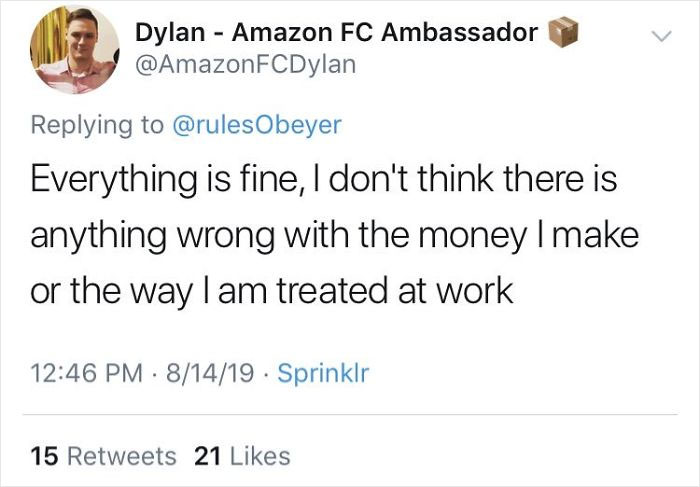 Twitter Users Get Suspicious Over Many Tweets From Amazon Employees That Promote Their Working Conditions Twitter Users Get Suspicious Over Many Tweets From Amazon Employees That Promote Their Working Conditions