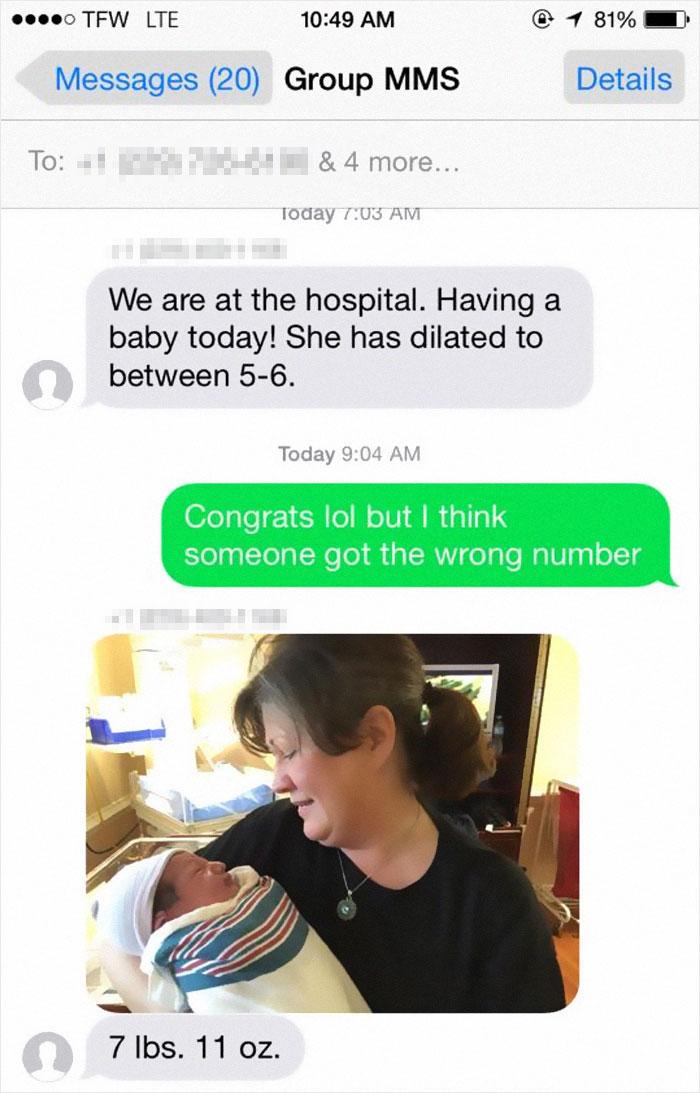 Family Accidentally Texts Baby News To Complete Strangers, They Pay Them A Visit And Bring Gifts For The Baby Family Accidentally Texts Baby News To Complete Strangers, They Pay Them A Visit And Bring Gifts For The Baby
