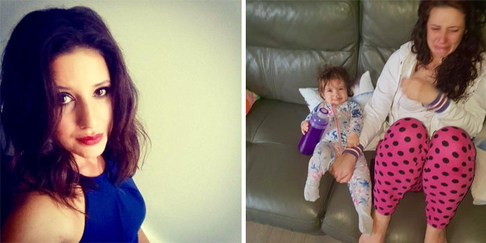 You Can Practically Hear Mom Crying In That Second Pic. Don’t Judge; Like Your Kids Have Never Made You Curl Up Into The Fetal Position! Especially When They’re That Snotty!