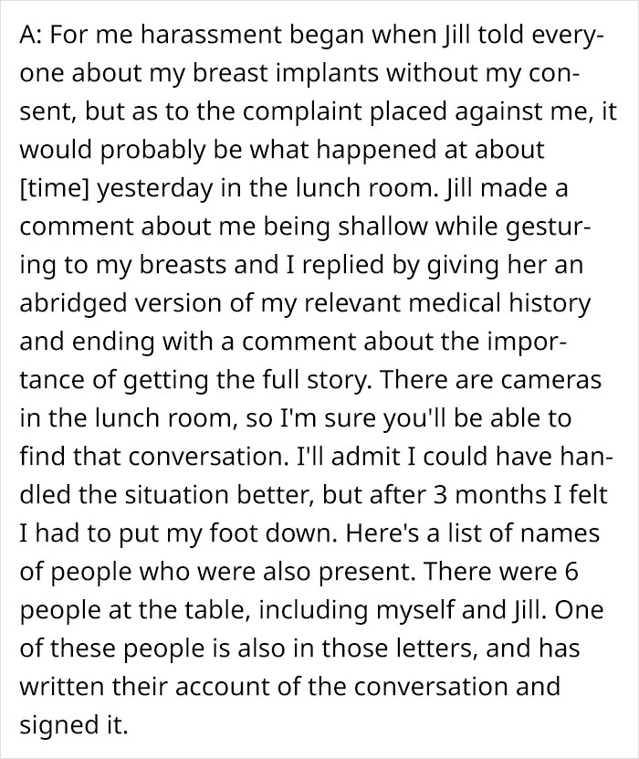 Woman Gets Revenge On A Co-Worker That Bullied Her For Months For Having Breast Implants