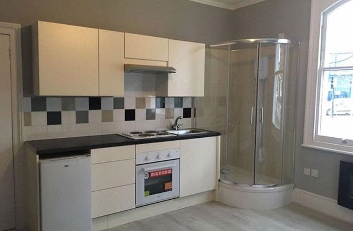 Shower In The Middle Of A Kitchen