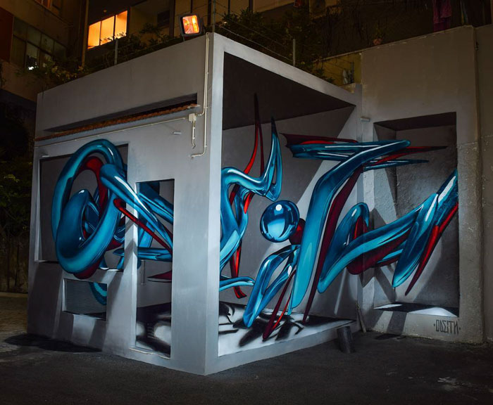 Portuguese Graffiti Artist Turns A Concrete Block Into An Abandoned Bus Portuguese Graffiti Artist Turns A Concrete Block Into An Abandoned Bus