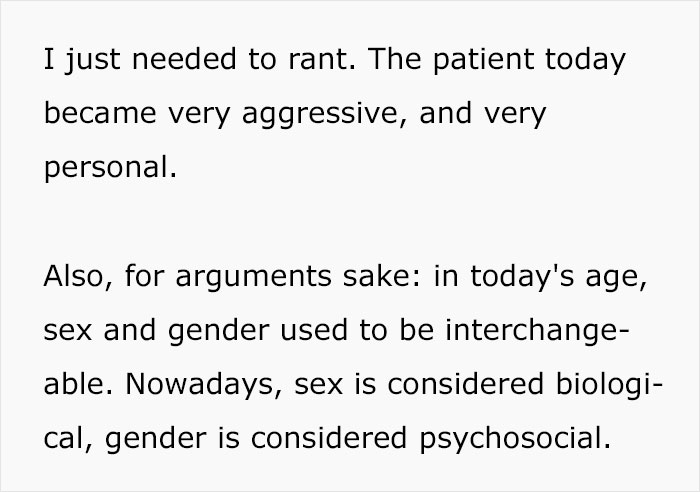 Tired Of Patients Not Wanting To Reveal Their Biological Sex This Person Went On A Rant To Explain Why It Can End Tragically Tired Of Patients Not Wanting To Reveal Their Biological Sex This Person Went On A Rant To Explain Why It Can End Tragically