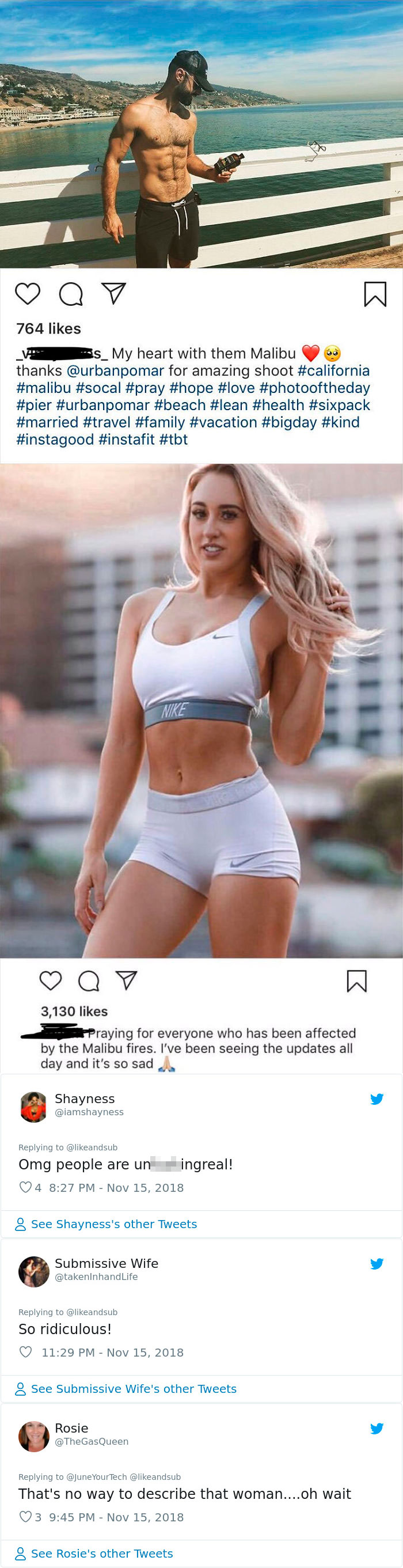 We Want To Thank All Of The Brave Influencers Who Have Donated Completely Unrelated Thirst Traps To The Victims Of The California Wildfires