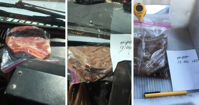 USPS Worker Cooks A Steak Inside His Truck To Showcase How Dangerously Hot His Work Conditions Are