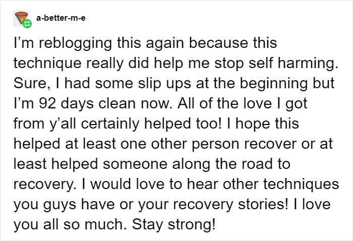 Girl Shares Therapist's Advice To Draw On Her Body Instead Of Cutting