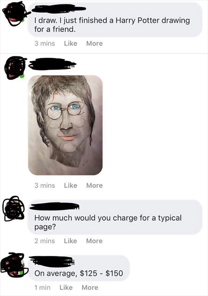 "He Just Finished A Harry Potter Drawing."