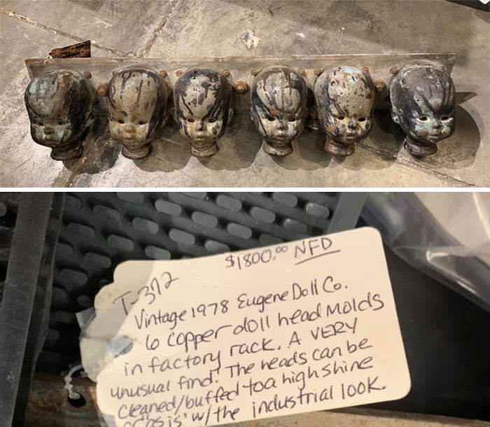 Creepy Metal Doll Head Mold, Found In Nashville. I Was Thinking A Bathroom Light Fixture With Lighted Eyes