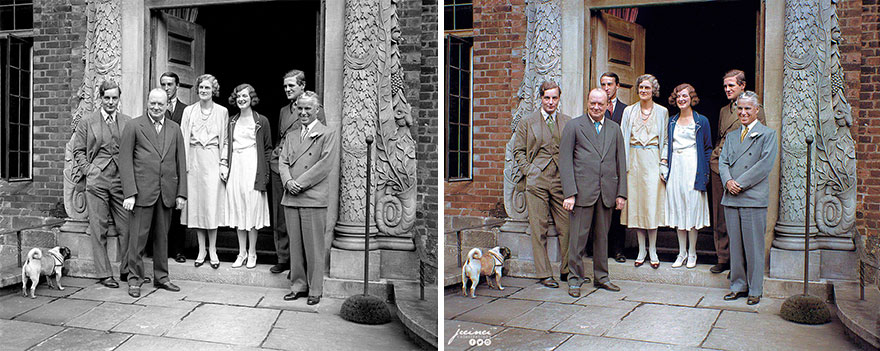 Charlie Chaplin Visits Winston Churchill And Family, At Chartwell House, Near The Town Of Westerham, Kent In South East England, 1931