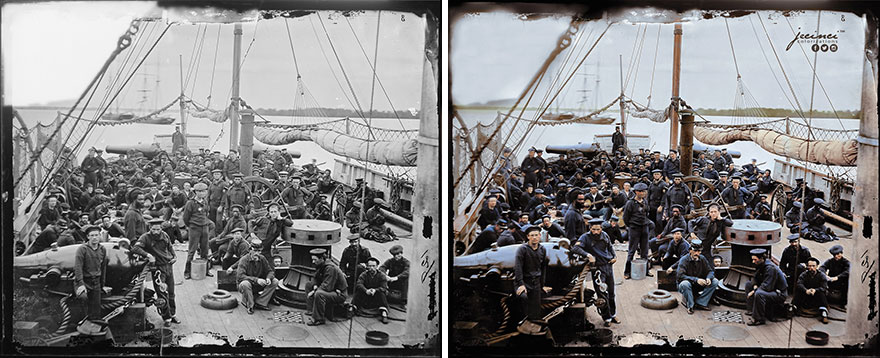 Deck Of Gun Boat, Probably Mendota, Ca. 1865