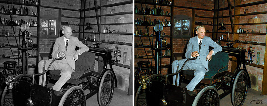 Henry Ford In His 1896 Quadricycle During A Visit To Detroit, July 30, 1942