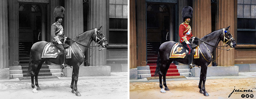 King George V On Horseback At Buckingham Palace In 1914