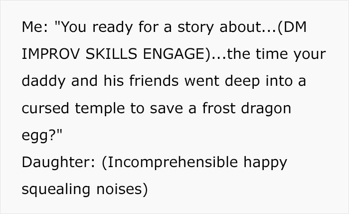 Dungeon Master Shares How He Helped His Friend's Daughter Sleep After She Called Him "Dumb Dumb" Dungeon Master Shares How He Helped His Friend's Daughter Sleep After She Called Him "Dumb Dumb"
