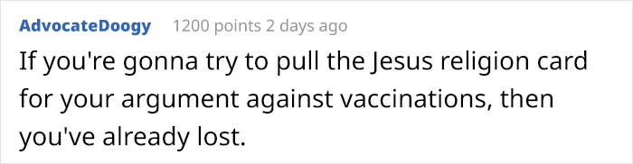 26 Responses People Had To This Anti-Vaxxer Proudly Wearing A 'Jesus Wasn’t Vaccinated' T-Shirt 26 Responses People Had To This Anti-Vaxxer Proudly Wearing A 'Jesus Wasn’t Vaccinated' T-Shirt