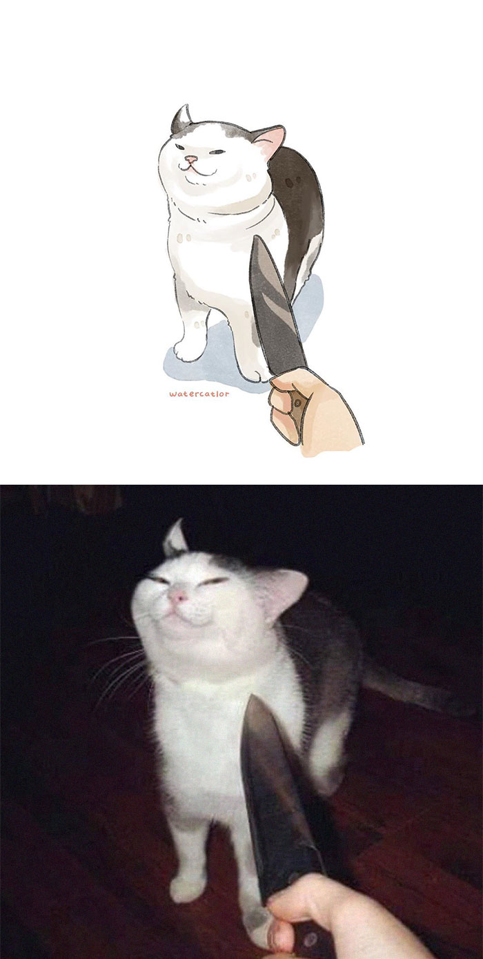 Digital-Watercolor-Cat-Paintings-Watercatlor