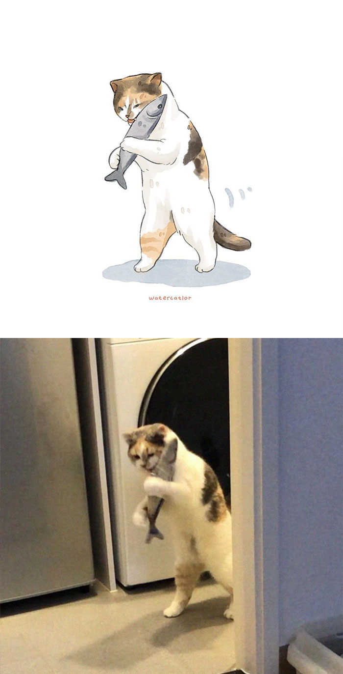 Digital-Watercolor-Cat-Paintings-Watercatlor