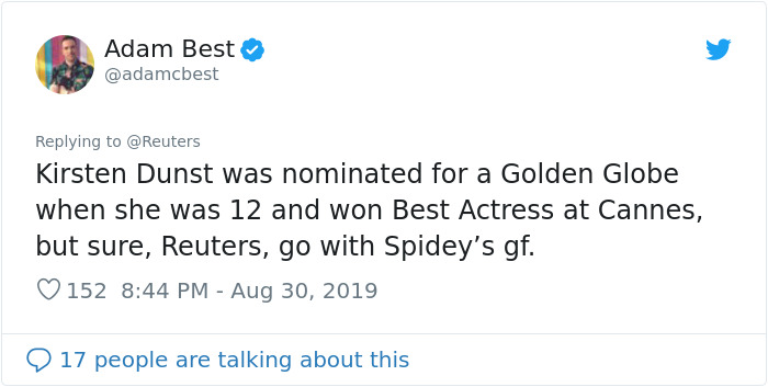 People Create 14 Memes Celebrating Female Actresses In Response To 'Sexist' Tweet About Kirsten Dunst People Create 14 Memes Celebrating Female Actresses In Response To 'Sexist' Tweet About Kirsten Dunst