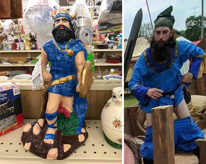 I Found This Lovingly Hand Painted Trouserless Bearded Viking In Blue Tunic That Uncannily Resembles My Husband That Time He Stood Up At A Festival And His Breeches Didn’t Follow. Yes, I Bought It