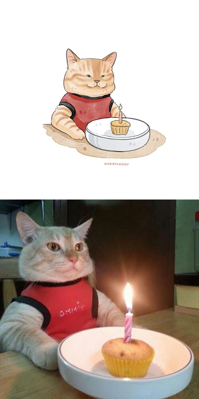 Digital-Watercolor-Cat-Paintings-Watercatlor