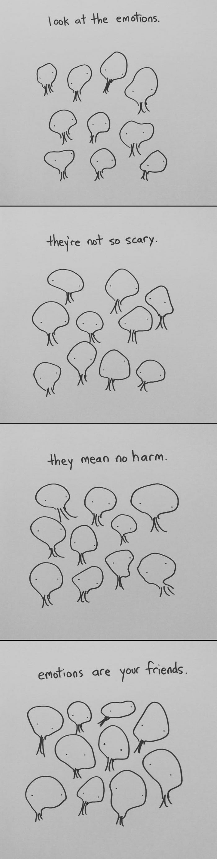 I Started Drawing Minimalist Comics About My Mental Health This Year And For Some Reason That Means Drawing Anxiety Kind Of Like It's A Hotdog