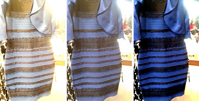 Photo of the famous color illusion dress showcasing decades-old hottest trends in fashion colors and perception shifts.