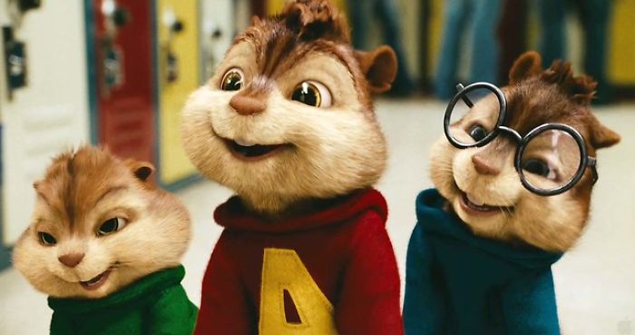 Three animated chipmunks wearing colorful hoodies and glasses, representing hottest trends from the past decade.