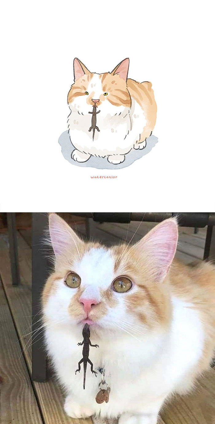 Digital-Watercolor-Cat-Paintings-Watercatlor