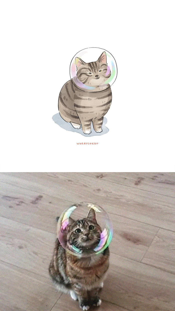 Digital-Watercolor-Cat-Paintings-Watercatlor