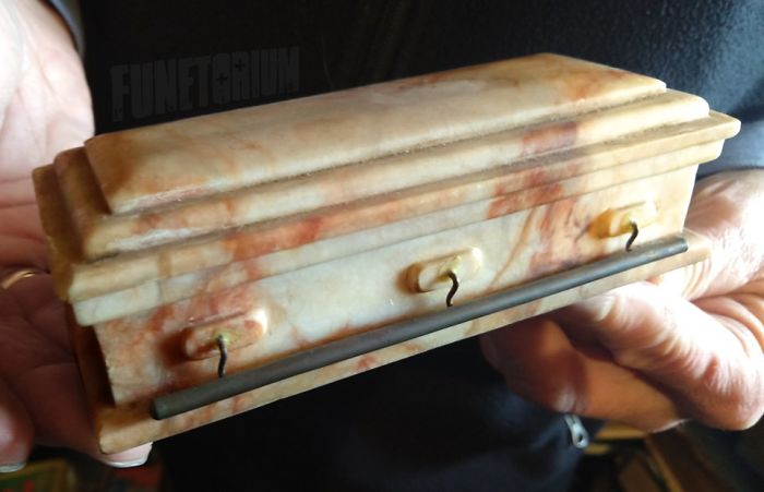 Hand Carved Marble Salesman Sample Casket Believed Not Newer Than '30s