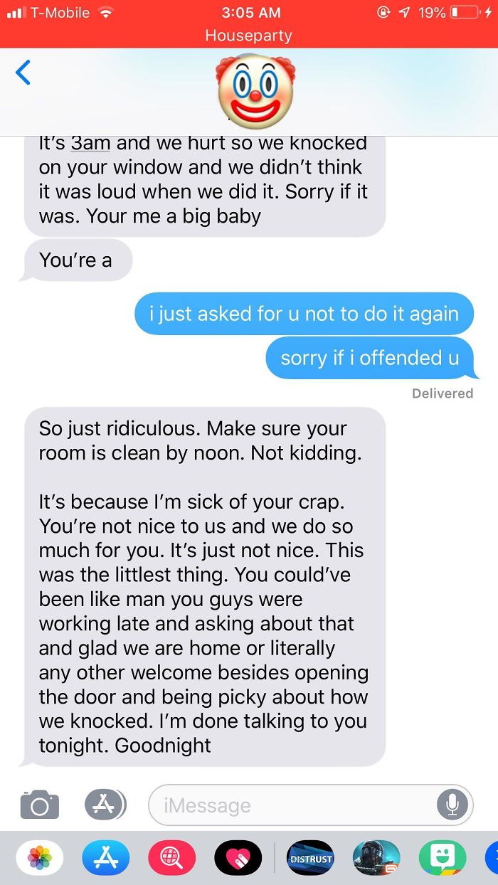 Parents Got Home Late From Work, Knocked On My Window Instead Of The Door. I Asked If They Could Text Instead Next Time And This Was The Response