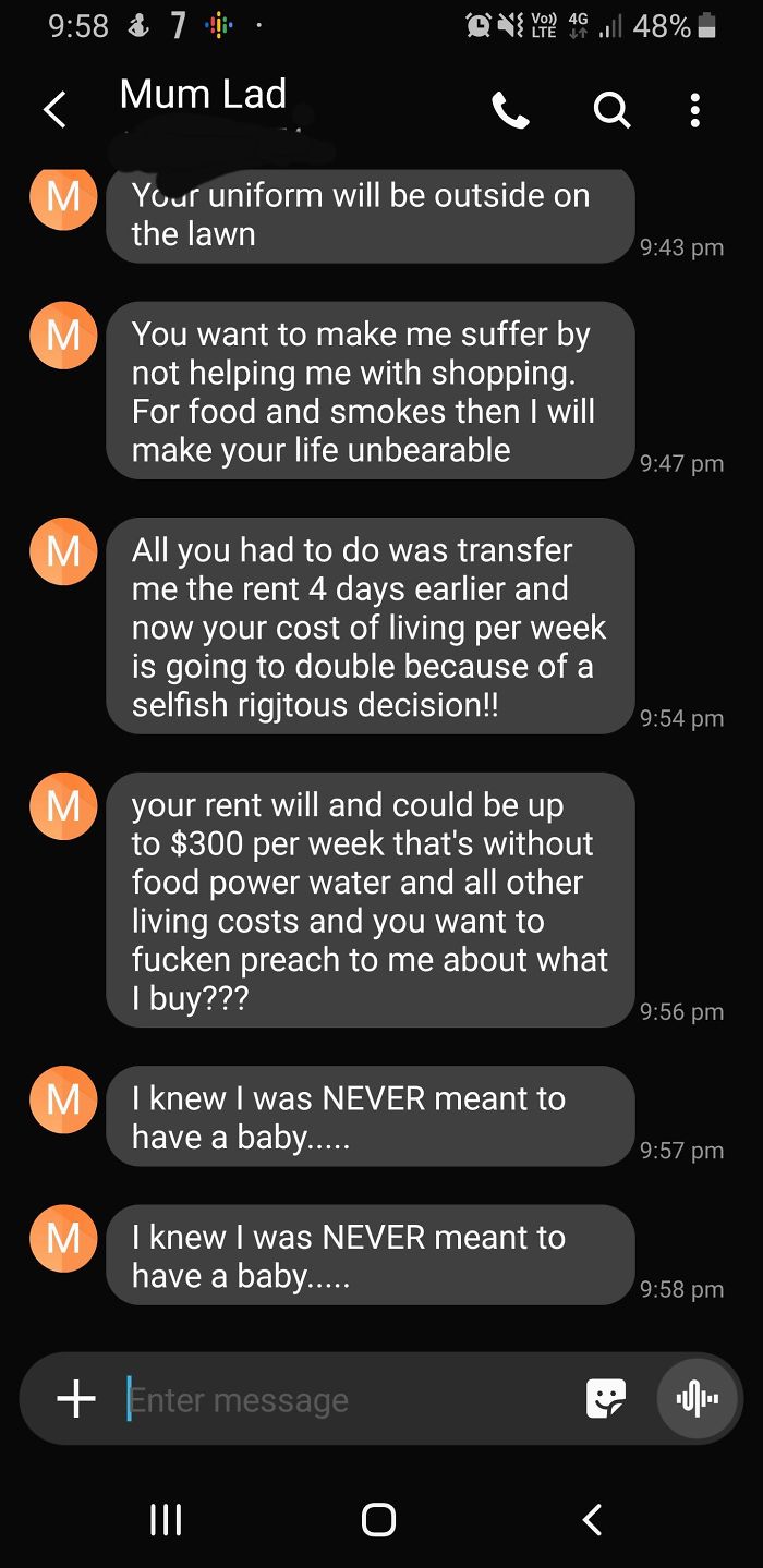 All Because I Wouldn't Pay Rent In Advance Because She Spent Her Pay On Endone Like She Asks For Every Week Because Of Drugs