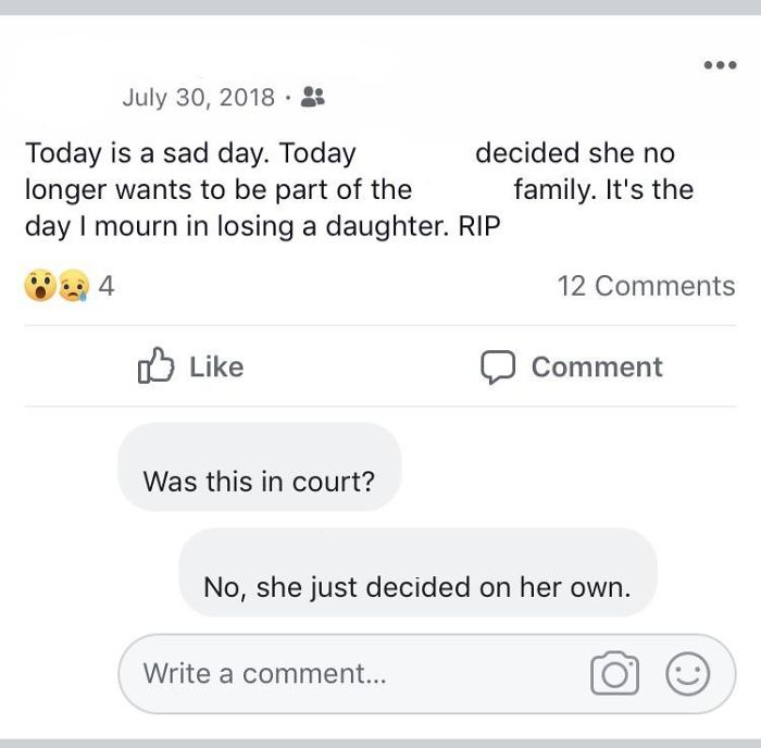 All I Wanted Was To Go To Waterworld With My Dad (Who Divorced My Mom 10 Years Ago) Somehow, That Escalated To My Mom Thinking I Never Wanted To Be Part Of The Family Again, And Posting It On Facebook For All To See