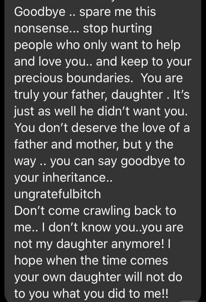 Stopped Responding To My Mom’s Messages And She Sent Me This (At The End Of A 10 Paragraph Narcissistic Rant)